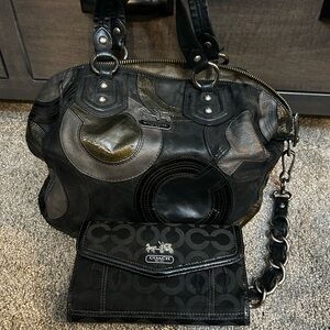 Coach Black and Gray Patchwork Shoulder Bag Set
